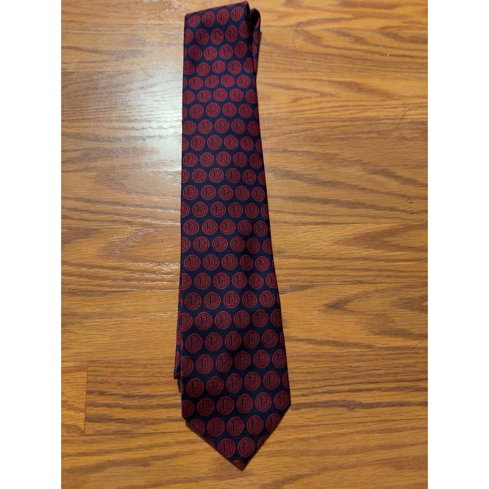 Vintage First Chicago First National Bank Logo Silk Necktie Blue Red USA